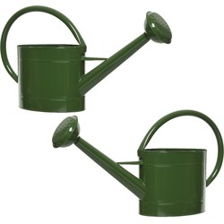 Set van 2x stuks donkergroene zinken gieters voor kamerplanten/tuinplanten 5 liter - Gieters