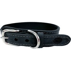 SAZZZ HALSBAND HOND BOHO VINTAGE LEER ANTRACIET 32-39X3 CM