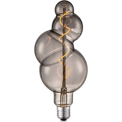 Edison Vintage LED filament lichtbron Bubbel - Rook - Spiraal - Retro LED lamp - 11/11/23cm - geschikt voor E27 fitting - Dimbaar - 4W 100lm 1800K - warm wit licht