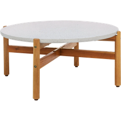 Teresa houten tuin salontafel naturel met terazzo blad - Ø 85 cm