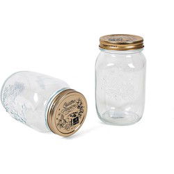 Bormioli Rocco keuken voorraadpotten - 2x - met schroefdop - glas - 1L - Voorraadpot