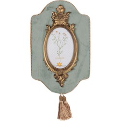 Clayre & Eef Fotolijst  10x15 cm Groen Goudkleurig Kunststof Glas Wanddecoratie