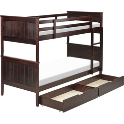ALBON - Stapelbed met opbergruimte - Bruin - 90 x 200 cm - Dennenhout