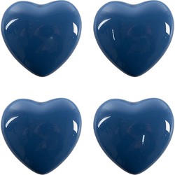 Clayre & Eef Deurknop Set van 4 Hart Ø 4 cm Blauw Keramiek Meubelknop