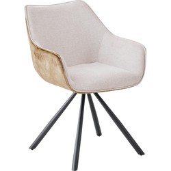 Draaibare Eetkamerstoelen met armleuning Amber Beige - Taupe - Set van 2