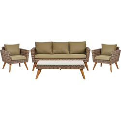 VITTORIA XL - Loungeset voor 5 - Olijfgroen - PE rotan