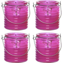 Citronella kaars - 8x - in windlicht - roze - 20 branduren - citrusgeur - geurkaarsen