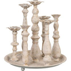 Clayre & Eef Kandelaar  Ø 35x36 cm Wit Ijzer Kaarsenstandaard