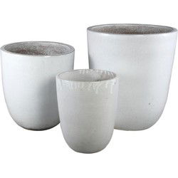 PTMD Bloempot Gommes - 55x55x61 cm - Keramiek - Wit - Set van 3