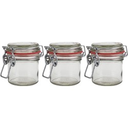 3x Glazen confituren mini pot/weckpot 100 ml met beugelsluiting en rubberen ring - Weckpotten