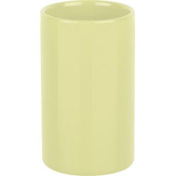 Spirella Badkamer drinkbeker/tandenborstelhouder Sienna - porselein - glans geel - 7 x 11 cm - Tandenborstelhouders