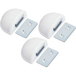 AMIG Deurstop/deurmagneet - 3x - D48mm - zelfklevend - wit - Deurstoppers