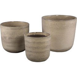 PTMD Bloempot Rosanne - 45x45x45 cm - Keramiek - Creme - Set van 3