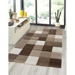 Modern vloerkleed - Kristal Cubes Bruin - 80 X 150 CM