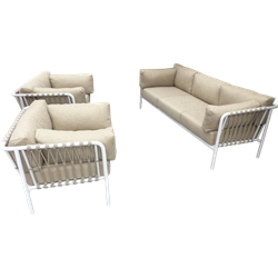 Set van 2 Linda lage fauteuils camel/safari en een Linda lage bank camel/safari