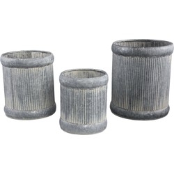 PTMD Leidy Grey Zinc ribbed high pot round set of 3