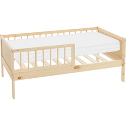 Kinderbed 70x140 cm met matras, lattenbodem en veiligheidskanten in natuurlijk ML-design
