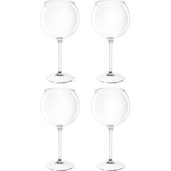 Rode wijn/gin tonic glas - Set van 4x stuks - 650 ml - transparant - kunststof - Wijnglazen