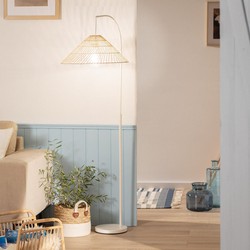 Bussandri Klassieke Bamboe Staande Lamp – Naturel Rotan – Bruin