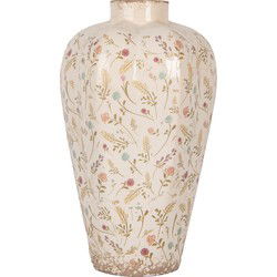 Clayre & Eef Vaas Ø 24x40 cm Beige Keramiek Bloemen