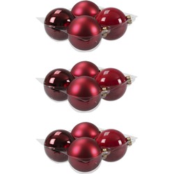 12x stuks glazen kerstballen rood/donkerrood 10 cm mat/glans - Kerstbal