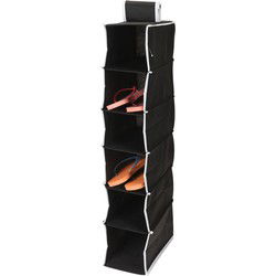 Storage Solutions Hangende kast organizer - zwart - 6 vakken - 84 cm - Opbergmanden