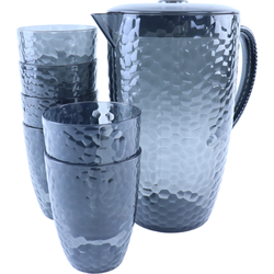 OTIX Kunststof Drinkglazen - Limonadekan - 7-delig - Herbruikbaar - Waterglas - Waterkan - Limonadeglazen - Grijs - ZEPHYR
