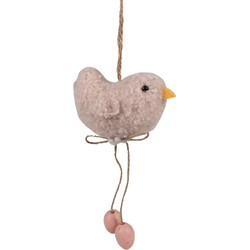 Clayre & Eef Paashanger Kuikentje 14 cm Roze Stof Decoratie Hanger