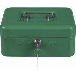 AMIG Geldkistje met 2 sleutels - groen - staal - 20 x 16 x 9 cm - inbraakbeveiliging - Geldkistjes