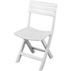 Sunnydays Klapstoel voor buiten/binnen - wit - 41 x 79 cm - stevig kunststof - Bijzet stoelen - Klapstoelen