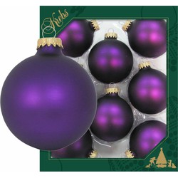 24x Velvet paarse matte kerstballen van glas 7 cm - Kerstbal
