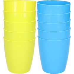 20x stuks onbreekbare kunststof drinkglazen 300 ML in het groen en blauw - Drinkbekers