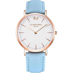 LW Collection SJ WATCHES Rome horloge dames blauw en rose goud 36mm