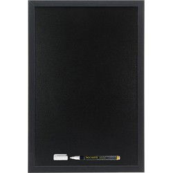 Securit krijtbord met zwarte rand - 30 x 40 cm - inclusief krijtstift - Krijtborden