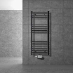 Badkamer radiator middenaansluiting 500x1200 mm antraciet gebogen met universele aansluitset LuxeBath