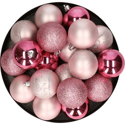 Kunststof kerstballen 20x stuks roze mix 6 cm - Kerstbal