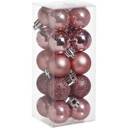 40x kleine roze kerstballen 3 cm kunststof mat/glans/glitter - Kerstbal