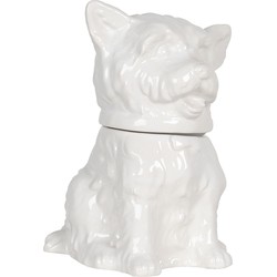 Clayre & Eef Voorraadpot Hond 20x20x26 cm Wit Keramiek Voorraadbus