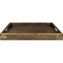 QUVIO Dienblad decoratief rechthoekig met handvaten - 36 x 24 cm - Hout - Bruin