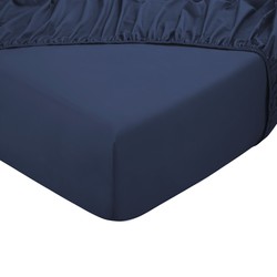 PHLOX Hoeslaken - 100% Katoen Satijnen (300 TC) - Tweepersoons 180x200 cm - Zacht & Huidvriendelijk - Rondom Elastiek - Blauw