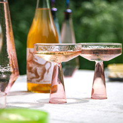 Set van 2, Coupe Claude, roze, champagne glas, Brût Homeware