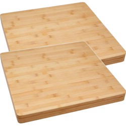 2x Stuks grote snijplank/serveerplank vierkant 37 x 3,5 cm van bamboe hout - Snijplanken