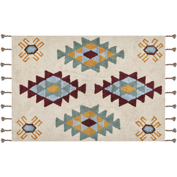 DUZCE - Laagpolig vloerkleed - Lichtbeige - 160 x 230 cm - Katoen