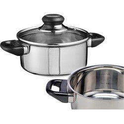 Kookpan - glazen deksel - 16 cm - RVS - 3-laags - pannen - Kookpannen