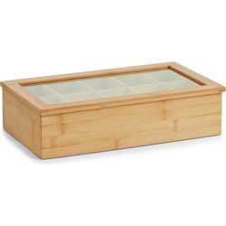 Zeller Theedoos - bamboe - hout - 10 vakken - 36 cm - Theedozen