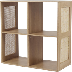 MISOU Bali Wandkast - Open - Vakkenkast - met 4 Vakken - Kast - Rotan - Hout - Opbergkast - Speelgoedkast - Boekenkast