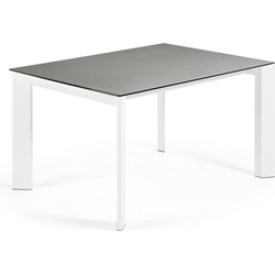 Kave Home - Axis uitschuifbare tafel van porselein met wit stalen poten 140 (200) cm