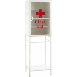 Vintage - First Aid - vitrinekast - wit / rood - metaal
