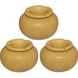 Set van 3x stuks terras asbakken/stormasbakken rond keramiek 13 x 9 cm geel - Asbakken