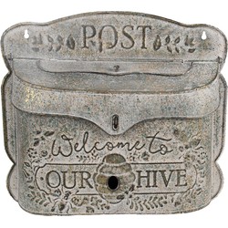 Clayre & Eef Brievenbus  41x9x36 cm Grijs Metaal Wandbrievenbus